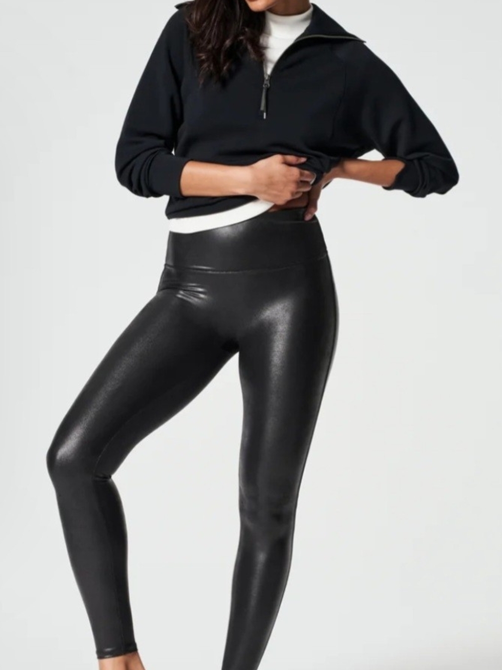 High-Rise Faux-Leather Leggings Sz M